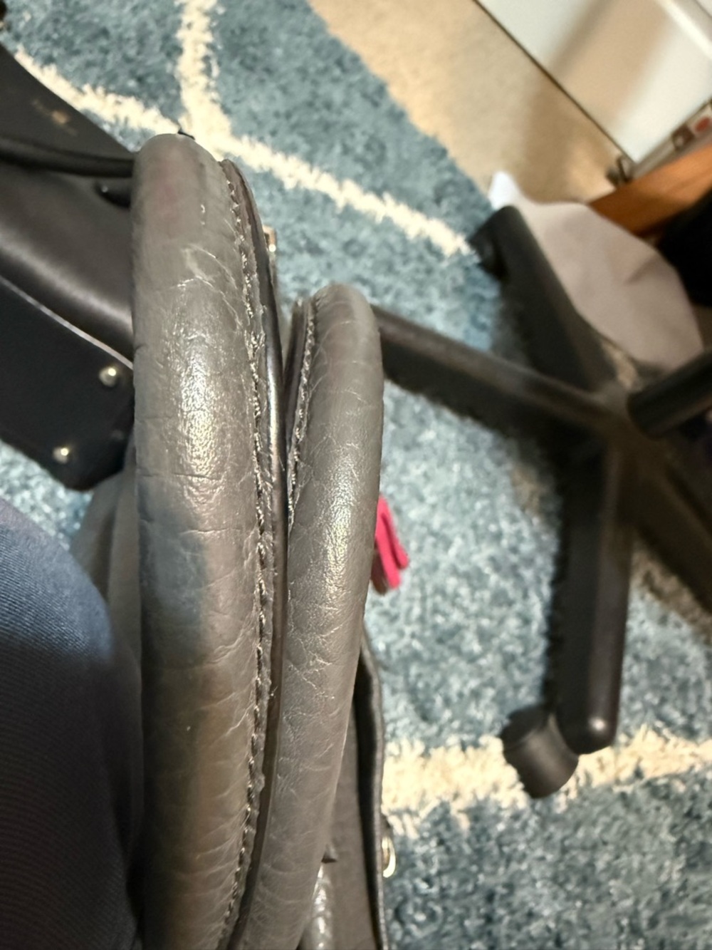 Coach Gray Leather Satchel with Pink Tassel Accents - Picture 5 of 8